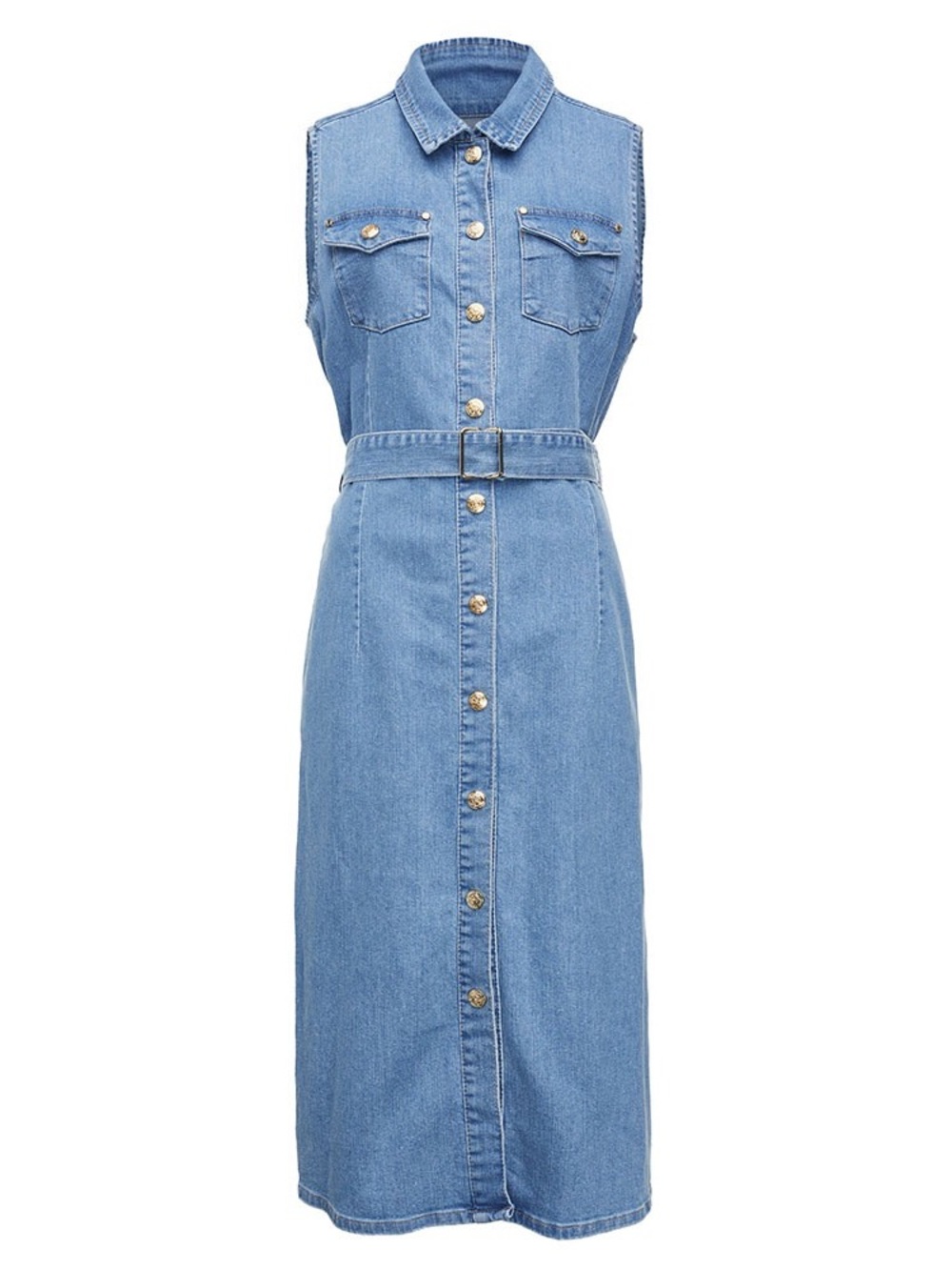 Holland Cooper Blue Denim Midi Shirt Dress